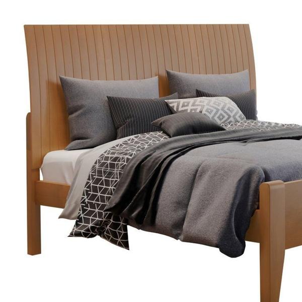 Imagem de Conjunto Cama de Casal Queen 160cm e Mesa de Cabeceira 3 Gavetas Unique Amêndoa Mel