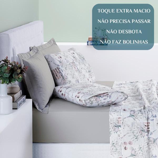 Imagem de Conjunto Cama King Size Selin Lençol Estampado 100% Algodao  Extra Macio COTTON