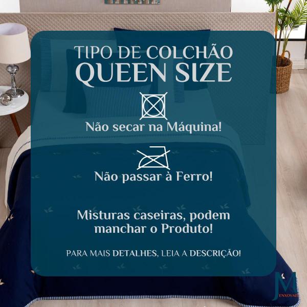 Imagem de Conjunto Cama Queen Size Colcha Luna 200 Fios Bordado Inglês SANTORINI