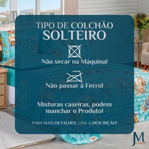 Imagem de Conjunto Cama Solteiro Estampada Dupla Face La Carneiro Luxo