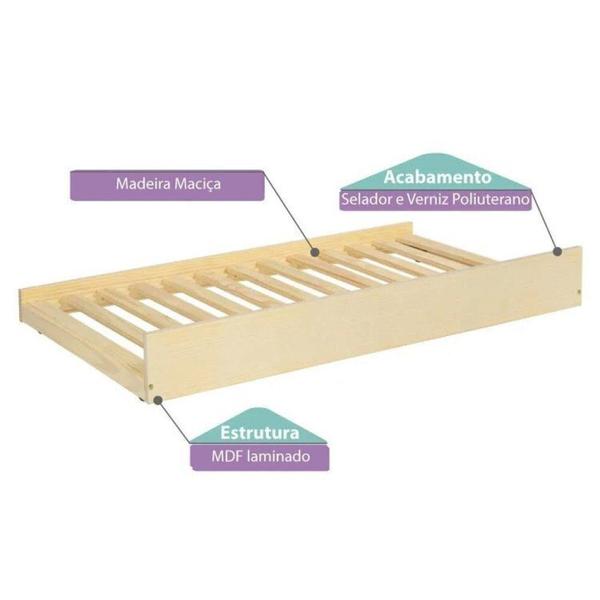 Imagem de Conjunto Cama Solteiro Montessoriana , Estante com 4 Nichos/LED e Sapateira Infantil Wave Casatema Branco/Natural