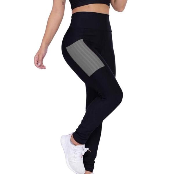 Imagem de Conjunto CAMISETA Blusinha DRY FIT MALHA FRIA POLIAMIDA + Calça LEGGING BOLSOS Academia Fitnes 534