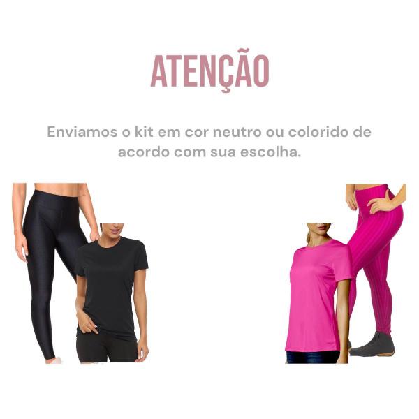 Imagem de Conjunto Camiseta BLUSINHA MALHA FRIA POLIAMIDA + Calça LEGGING 3D Leg Academia Corrida Fitness 574