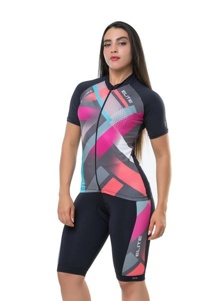 Imagem de Conjunto Camiseta e Bermuda Bike Feminino Curto Forro Proteção UV Refletiva - Elite -BellaDonna Baby