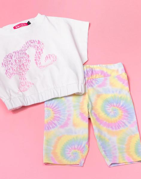 Imagem de Conjunto Camiseta e Shorts Barbie para Meninas - Com Logo Tie Dye