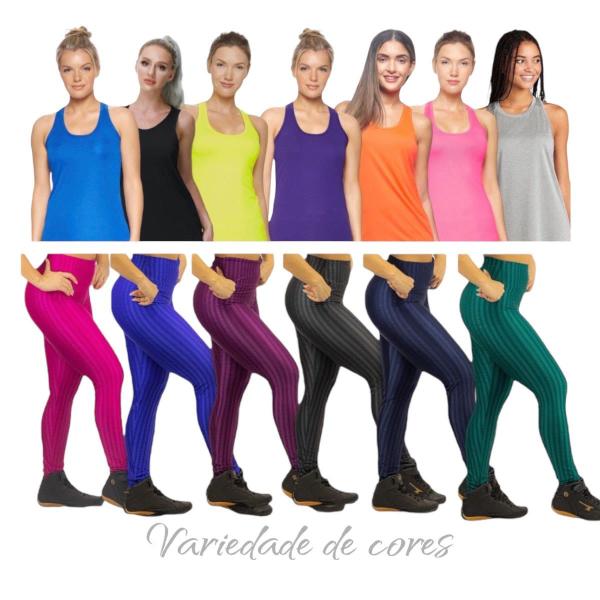 Imagem de Conjunto Camiseta REGATA MALHA FRIA POLIAMIDA + Calça LEGGING 3D Leg Corrida Academia Fitness 570