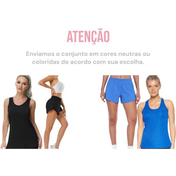 Imagem de Conjunto Camiseta REGATA MALHA FRIA POLIAMIDA + Short TACTEL Academia Corrida Yoga Feminino 555