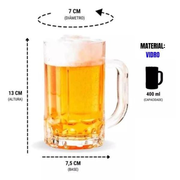 Imagem de Conjunto Caneca De Vidro Chopp Cerveja 400Ml Kit 2 Peças