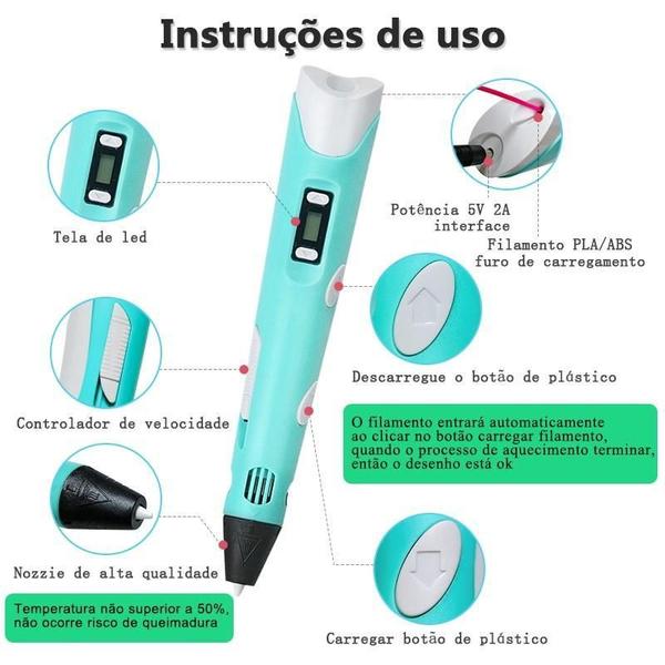 Conjunto Canetas 3D Caneta Impressão 12 Cores Pla Filamento - Shopbr Imagem de Conjunto Canetas 3D Caneta Impressão 12 Cores Pla Filamento