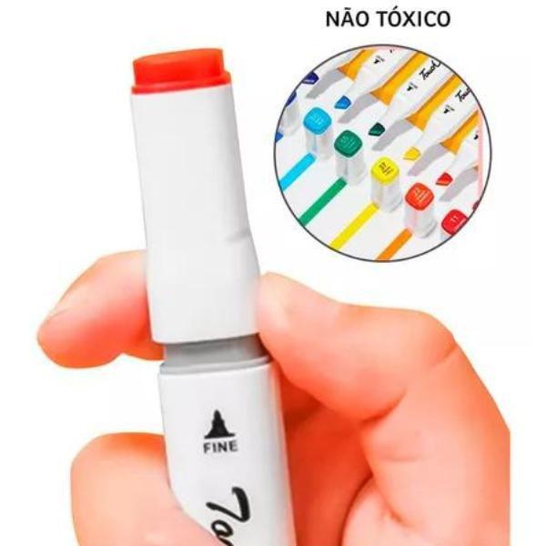 Imagem de Conjunto Canetas Permanente Canetinhas Coloridas Ponta Dupla