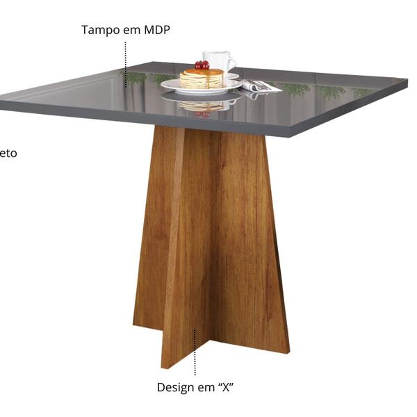 Imagem de Conjunto Canto Alemão com Baú Bariloche Mesa Quadrada 90x90 sem Vidro e 2 Cadeiras Dallas em Mdp/mdf