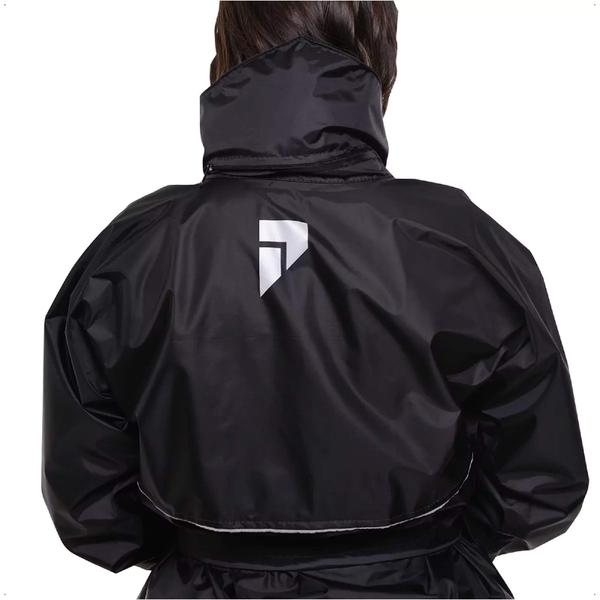 Imagem de Conjunto Capa de Chuva Feminino Tamanho G Preto Impermeável Motoqueiro Nylon 0,20mm Com Capuz Pioneira - 1101-F-PRE-G