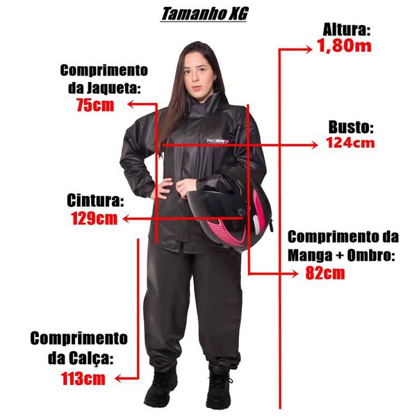 Imagem de Conjunto Capa de Chuva Pvc Combate c/ Capuz Preto Refletiva Resistente Zíper Pioneira 2901