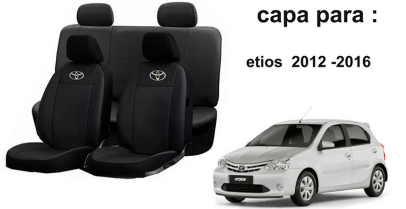 Imagem de Conjunto Capas de Couro Toyota Etios 2015 + Capa de Volante + Chaveiro Toyota