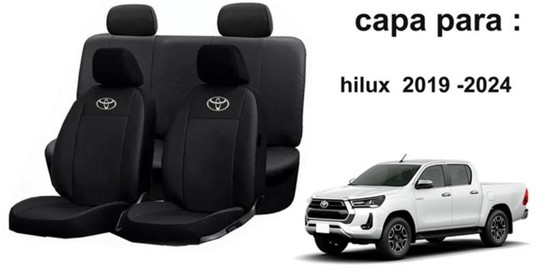 Imagem de Conjunto Capas de Couro Toyota Hilux 2024 + Capa de Volante + Chaveiro Toyota