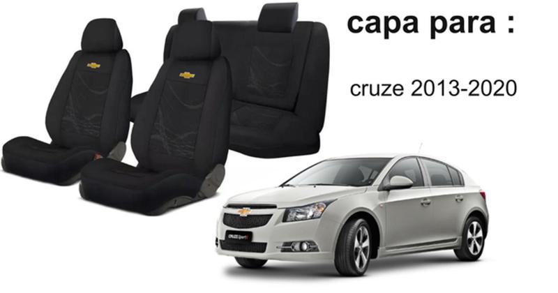 Imagem de Conjunto Capas Tecido Elegantes Cruze 2013+2020 + Volante + Chaveiro GM