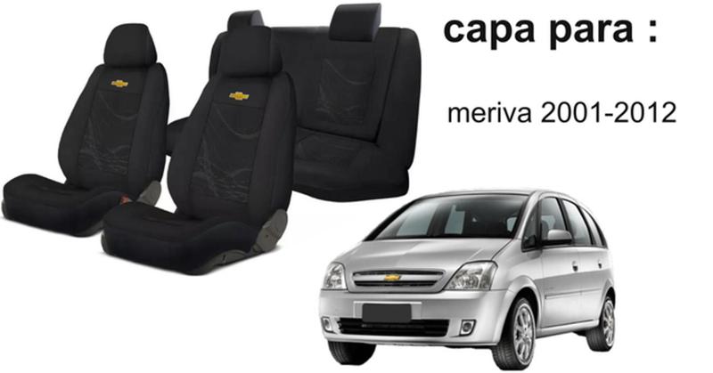 Imagem de Conjunto Capas Tecido Elegantes Meriva 2001+2012 + Volante + Chaveiro GM