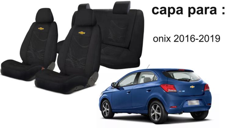 Imagem de Conjunto Capas Tecido Elegantes Onix 2013 a 2017 + Volante + Chaveiro GM