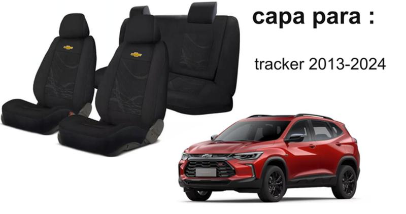 Imagem de Conjunto Capas Tecido Elegantes Tracker 2013 a 2023 + Volante + Chaveiro GM