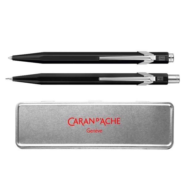 Imagem de Conjunto Caran d'Ache Caneta + Lapiseira Classic Preta + Estojo Metálico