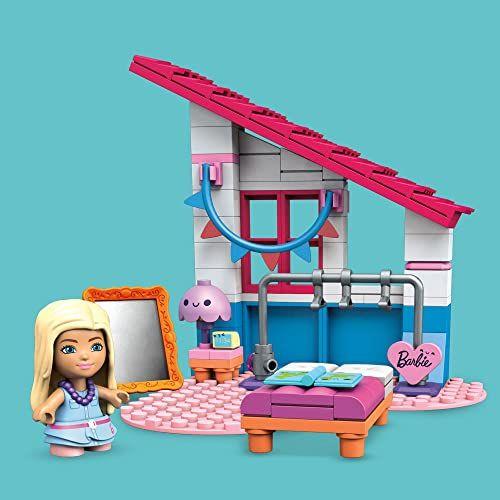 Imagem de Conjunto Casa Malibu Barbie Mega, 303 bricks, acessórios, 2 bonecas, 1 filhote, 2 pássaros. Presente para crianças a partir de 5 anos