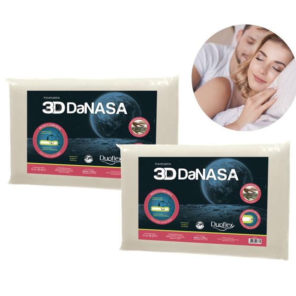 Imagem de Conjunto Casal 2 Travesseiros Nasa 3D Duoflex Viscoelásticos