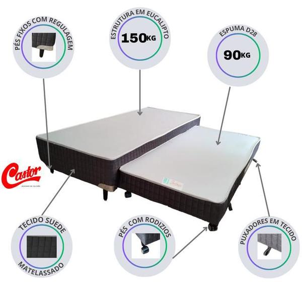 Imagem de Conjunto Castor Box c/ Cama auxiliar Silver Star Tecnopedic Solteiro 88x188x72 - Ideal para espaços pequenos - Linha Alta 