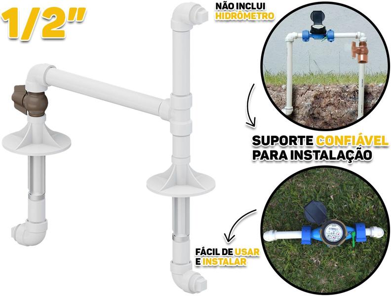 Imagem de Conjunto Cavalete Pvc Para Instalação De Hidrômetro Medidores De Água Bitola 1/2 Polegadas Tigre 