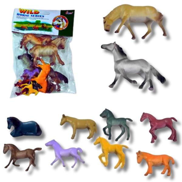 Imagem de Conjunto Cavalo Fazenda Animais Miniatura ToyKing Emborrachado - Brinquedo Banho Piscina Praia