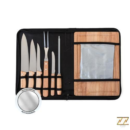 Imagem de Conjunto Churrasco 8 Peças com Tábua Inox Bambu