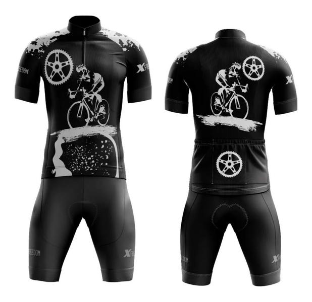 Imagem de Conjunto Ciclismo Camisa C/ Proteção UV e Bermuda C/ Proteção em Gel + Par de Luvas Kode + Par de Manguitos + Bandana