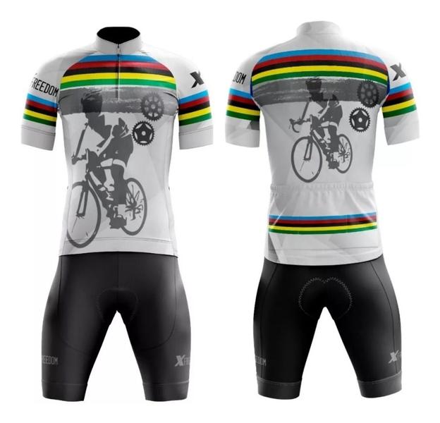 Imagem de Conjunto Ciclismo Camisa C/ Proteção UV e Bermuda C/ Proteção em Gel + Par de Manguitos + Bandana