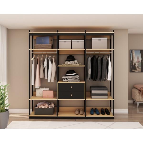 Imagem de Conjunto Closet 3 Modulado Com1 Cabideiro e 4 Gavetas com Puxador em material sintético