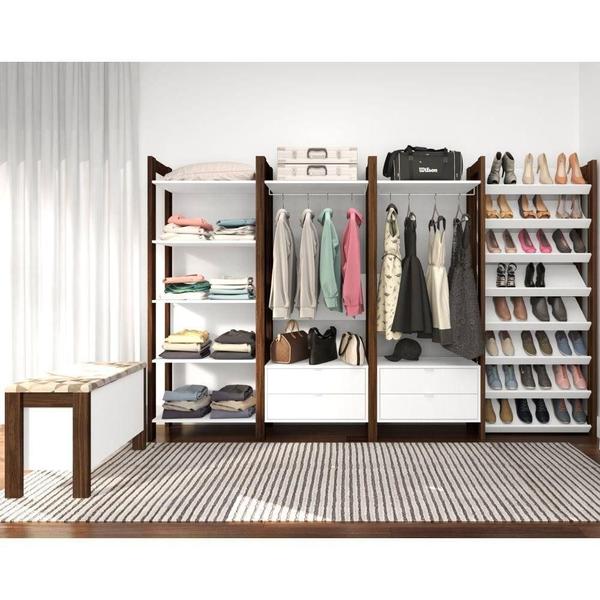 Imagem de Conjunto Closet Az 5 Peças Branco Nogal Tecno Mobili