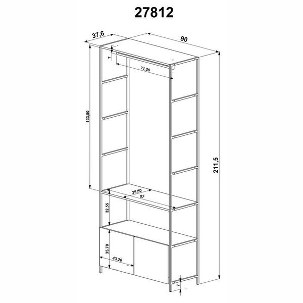 Imagem de Conjunto Closet Modulado em Estilo Industrial com 4 Estantes 2,70m Steel Quadra Artesano