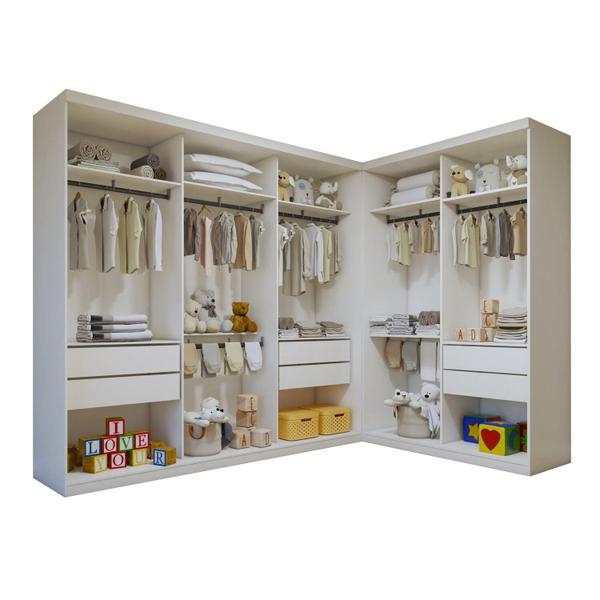 Imagem de Conjunto Closet Modulado Premium 2 Módulos Valentina 343,9cm 6 Gavetas Minastex