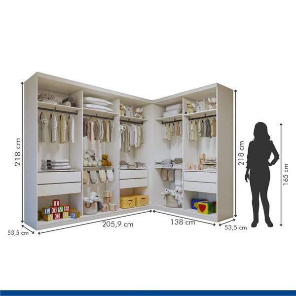 Imagem de Conjunto Closet Modulado Premium 2 Módulos Valentina 343,9cm 6 Gavetas Minastex