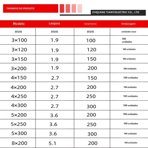 Imagem de Conjunto com 100 Abraçadeiras de Nylon Pretas com Trava Automática - 5x300mm e 4x200mm