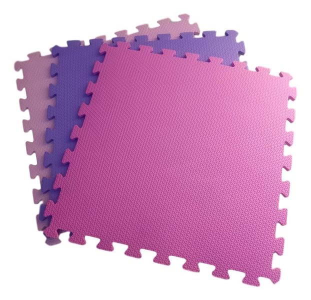 Imagem de Conjunto com 12 Tatames Tapetes EVA Infantil para Meninas 50x50cm com 2cm de Espessura