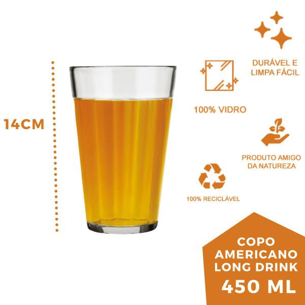 Imagem de Conjunto Com 18 Copo Americano Long Drink 450ml Vidro Nadir