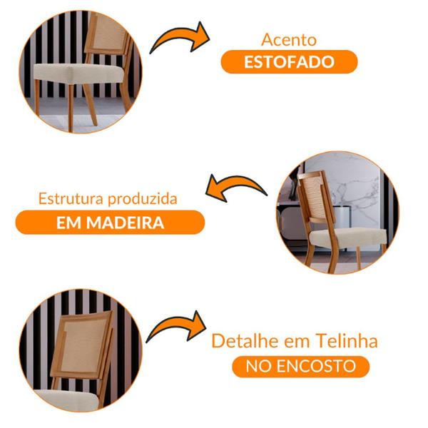 Imagem de Conjunto com 2 cadeiras Aila em Madeira Maciça para Sala de Jantar Moderna Mobília