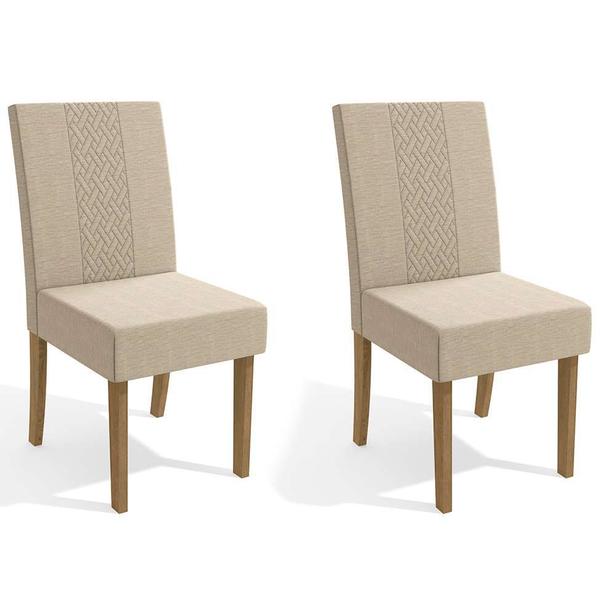 Imagem de Conjunto com 2 Cadeiras de Jantar Arles Bege Claro e Freijó