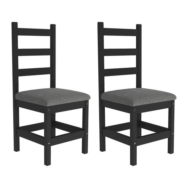 Conjunto com 2 Cadeiras de Jantar Madeira Maciça Lívia Multimóveis CR5092 Preto Imagem de Conjunto com 2 Cadeiras de Jantar Madeira Maciça Lívia Multimóveis CR5092 Preto