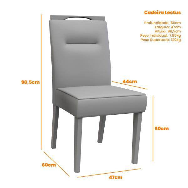 Imagem de Conjunto Com 2 Cadeiras Estofadas Lectus Madeira Maciça Cor Ype Linho Cinza Escuro LN03 New Ceval
