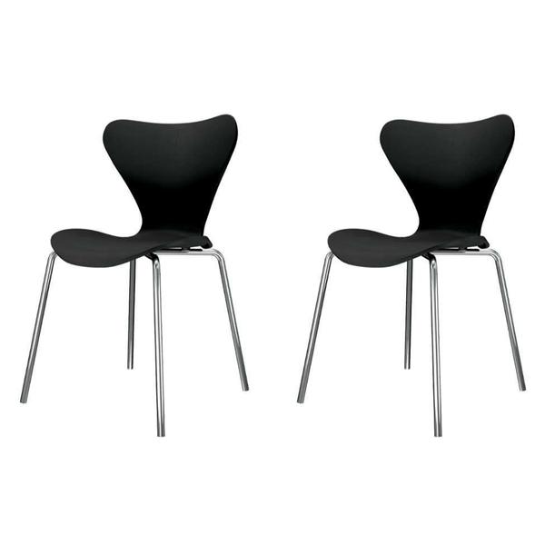 Imagem de Conjunto com 2 Cadeiras Jacobsen Preto e Cromado