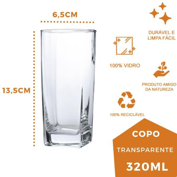 Imagem de Conjunto Com 2 Copos Vidro Bali Quadrado 320ml Transparente