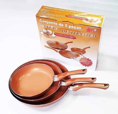 Conjunto com 3 Frigideiras Antiaderentes Panela Cerâmica 5 Peças - KIT3FRIGIDEIRAS Imagem de Conjunto com 3 Frigideiras Antiaderentes Panela Cerâmica 5 Peças