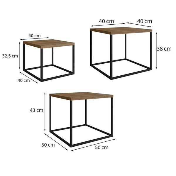 Imagem de Conjunto com 3 Mesas de Centro Cube Vermont e Preto