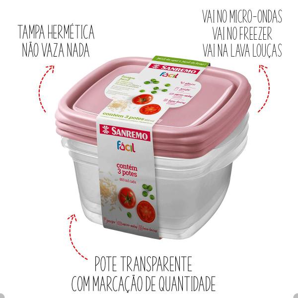 Imagem de Conjunto Com 3 Potes Para Mantimentos Marmitas Plásticas Vasilhas 800 Ml