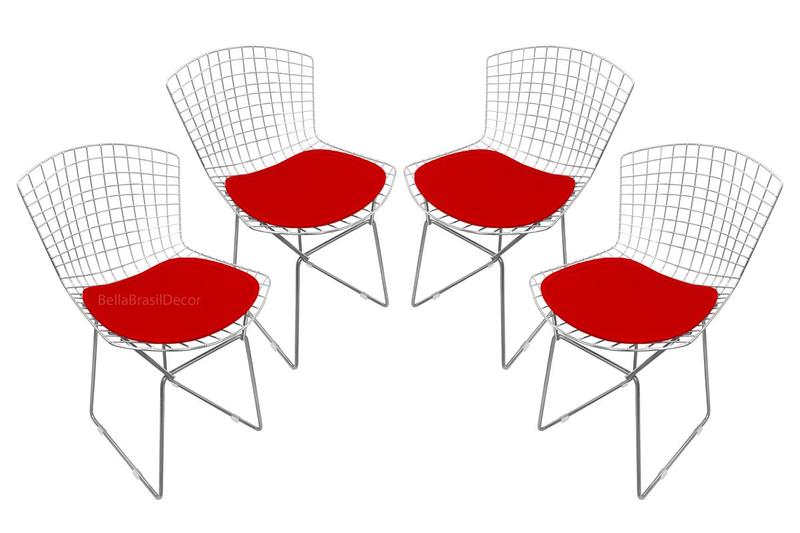 Imagem de Conjunto Com 4 Cadeiras Bertoia Aço Inox Com Assento - Várias Cores